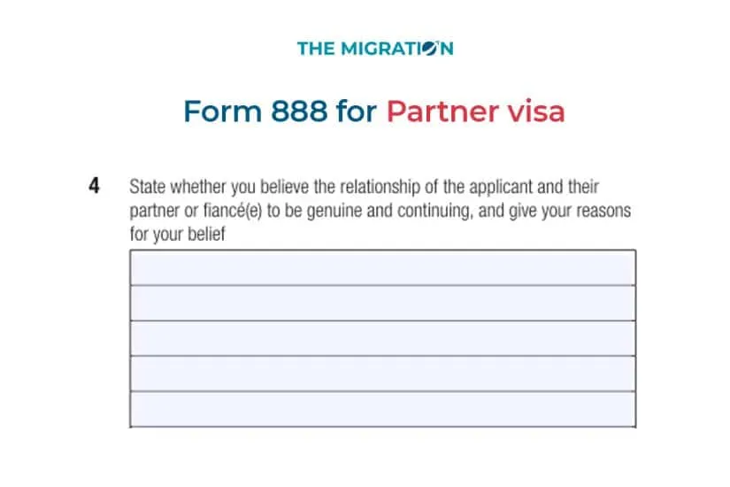 Form 888 partner visa. How to fill?